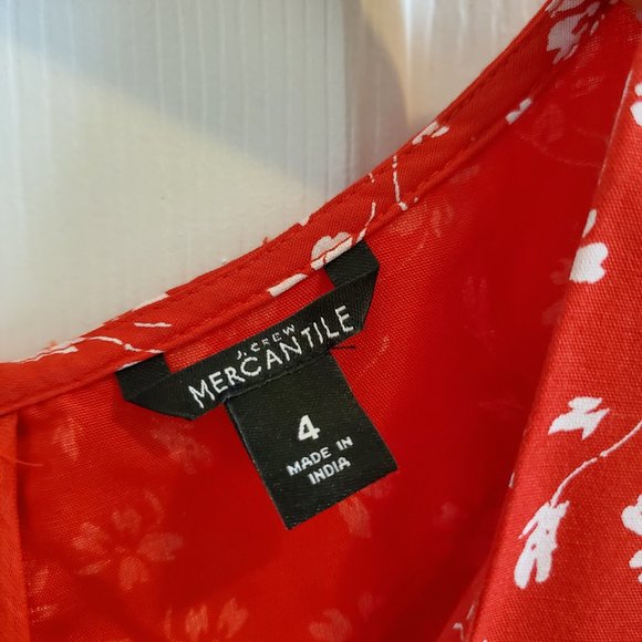 J. Crew Red Floral Faux Wrap Ruffle Summer Dress size 4 - Picture 2 of 3